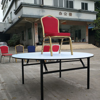 Table de banquet ronde pliable, table à manger avec finition PVC, mobilier pour événements, mariages, restaurants, pour toute grande salle, location d'hôtel