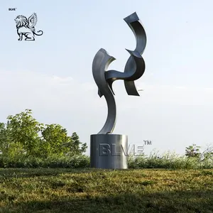 BLVE al aire libre moderno grande Metal paisaje estatua decoración acabado cepillado Acero inoxidable escultura abstracta