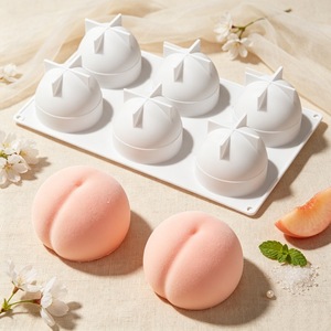 Peach Mousse Mold 6 Cavity Silicone Baking Mold For Dessert Cake Pudding Mold - Product Image 1