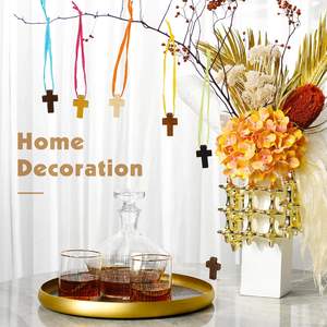 ไม้กางเขนขนาดเล็ก 100 ชิ้น 5 สี ของขวัญคริสเตียน ไม้กางเขนธรรมชาติขนาดเล็กแบบพกพา ไม้กางเขนตกแต่ง - Product Image 5