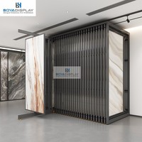 Stand d'exposition de carreaux rotatif et coulissant sur mesure pour salle d'exposition, vitrine métallique coulissante pour présentation