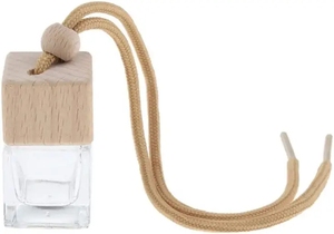 Botella de Perfume de Vidrio con Tapón de Rosca de Madera para Coche, Difusor Colgante con Forma Cuadrada, 8ml, 10ml - Product Image 6