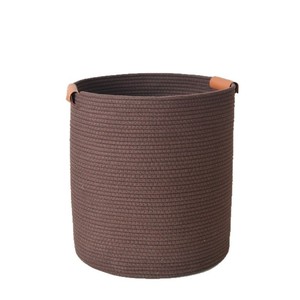 Home cotton <b>rope</b> woven <b>basket</b> <b>storage</b> <b>basket</b> for clothes, sundries, toys, with leather handles, large desktop <b>basket</b> - Product Image 4
