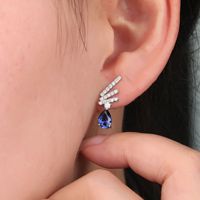 Classique Lab Grown Saphir Gemme Diamant Boucle D'oreille Bijoux Or Blanc 18K En Gros Femmes