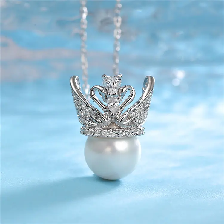 Personalizzato di alta qualità forma di goccia bianco madre 925 Sterling Silver reale genuino acqua dolce ciondolo d'acqua dolce collane di perle