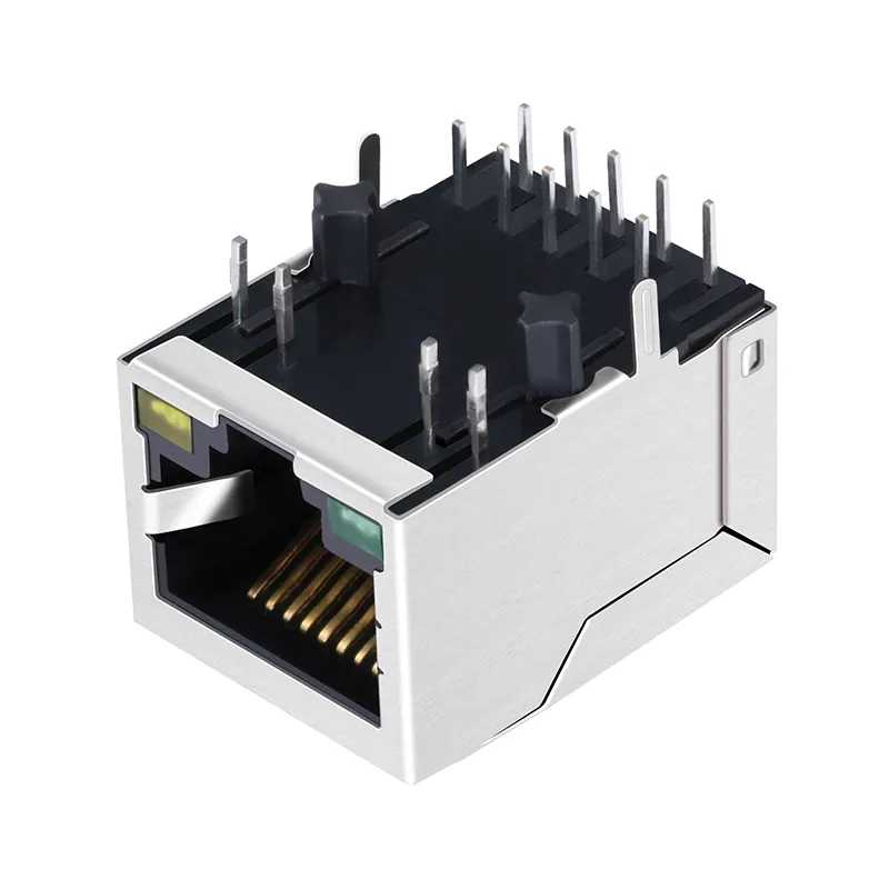 LPJG0926HENL 100/1000 Base-T Tab Down Green/Yellow Led Single Port PoE+ RJ45 10 Pin Connector