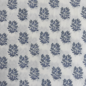 Sky Beau Blue Indian Floral Hand Block Printed 100% Cotton Cloth <b>Fabric</b> Woven Quilting Quilt Covers for Boys Girls' Curtains - Product Image 1