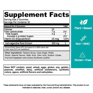 ODM Ashwagandha Gummy Candy Vitamin D2 Mixed Berry Flavor Sleep Quality Athletic Endurance Digestive Health Immune Support - Product Image 6