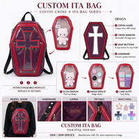 Sac à dos Ita Bag personnalisé en forme de cercueil gothique en PU avec fenêtre de présentation en PVC, étanche, sac de voyage à bandoulière, sac à épingles Itabag