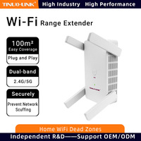 Yinuo-Link N6 Répéteur WiFi Grand Public AC1200 Double Bande avec 2 Antennes Externes Couverture 300-500m² Amplificateur WiFi Domestique