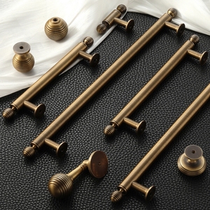 Solid Brass Handle Mid Century American Retro Wardrobe <strong>Knobs</strong> Round Ball Drawer Pulls Cabinet Handles Brass Furniture Hardware - Product Image 5