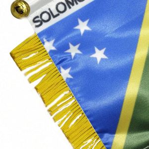 Bandera Personalizada de las Islas Salomón, Bandera de Satén para Coche, Mini Bandera con Borlas Amarillas - Product Image 5