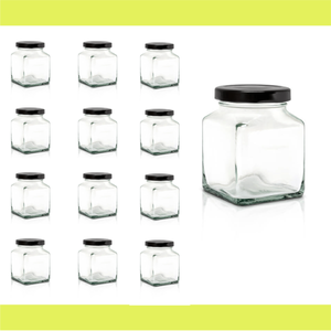 Barattoli di vetro quadrati da 230 ml con coperchio a vite - Product Image 5