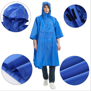 Camping Camping Green Duty Navy Blue Custom Made Rain <b>Poncho</b> with or Without Reflective Stripes - Product Image 5