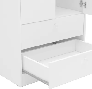 Custom Made Bedroom Natural Furniture <strong>Double</strong> 2 Door Modern Simple Portable <strong>White</strong> Wood Cloth Closet Storage <strong>Wardrobe</strong> for Hom - Product Image 4