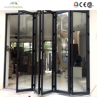 Porte coulissante à rupture de pont thermique pour projets résidentiels, porte accordéon en aluminium et verre pour balcon et terrasse