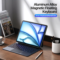 Clavier magnétique flottant en aluminium pour iPad Air 13 2025 avec touches rétroéclairées 7 couleurs à mécanisme ciseaux et pavé tactile multipoint