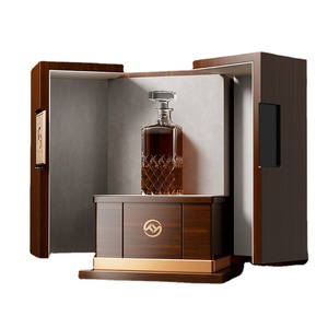 Wholesale luxury whisky box wine bottle liquor collection box display wooden wine box with velvet interior wine gift packaging