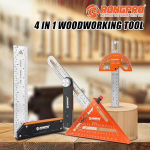 Rongpro ชุดเครื่องมืองานไม้ที่มีความแม่นยำสูง4ชิ้น7'' เครื่องวัดมุมแบบปรับมุมได้เครื่องมือวัดมุมไม่เอียง