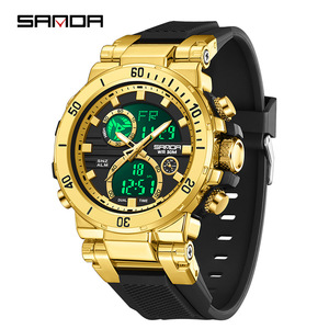 Sanda 6175 Electronic Dual Display <b>Digital</b> <b>Watch</b> with Stop <b>Watch</b> & Alarm Silicone Strap <b>Waterproof</b> Outdoor Sport Men's <b>Watch</b> - Product Image 3