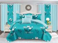 Ensemble complet de chambre à coucher 12 pièces avec rideaux, collection de literie et de décoration de fenêtre imprimées, comprenant draps, taies d'oreiller et 6 panneaux