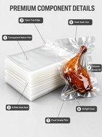 Sacs sous vide plats transparents en polypropylène coulé RCPP avec extérieur en nylon BOPA pour repas prêts à consommer et aliments surgelés - Vente en gros
