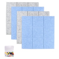 Tableau mémo en feutre gris et bleu pour décoration murale de bureau et de maison Tableau d'affichage carré en feutre pour avis, photos, notes, lettres
