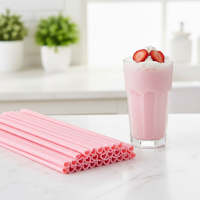 Pailles à boire en plastique rose en forme de cœur, emballées individuellement, jetables, mignonnes pour mariage, fête, anniversaire, jus, milk-shake