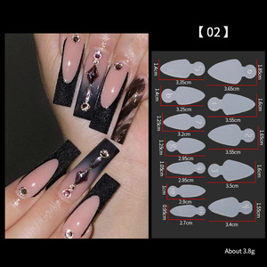 12 pièces double ongles formes faux conseils pour Extension de Gel construction rapide ongles français moule doux <span class=keywords><strong>Silicone</strong></span> tampons <span class=keywords><strong>manucure</strong></span> outils - Product Image 3
