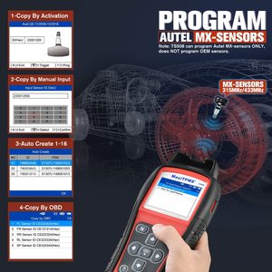 เครื่องมือโปรแกรมเซ็นเซอร์ TPMS MaxiTPMS TS508 ปี 2022 สำหรับ OBD 315 433MHZ ยางรถยนต์ รถยนต์ 12V/24V 6W - Product Image 5
