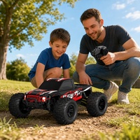 Camion RC tout-terrain 4x4 avec carrosserie robuste en métal, absorption des chocs, lumières, marche avant/arrière, fonction Follow Me, chargeur inclus pour les jeux en extérieur