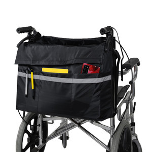 Bolsa de Almacenamiento para Silla de Ruedas, Dos Compartimentos, Negra, de Poliéster, Organizador para Andador y Cochecito - Product Image 1