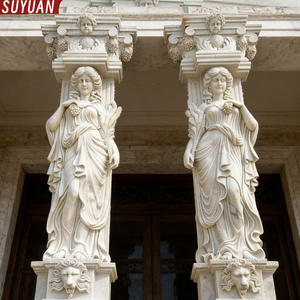 Escultura de <span class=keywords><strong>Pilar</strong></span> de Piedra de Mármol con Figura de Dama, Tallada a Mano, Estilo Griego, Decoración Arquitectónica para Exteriores - Product Image 1