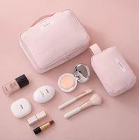 Sac de rangement compact en nylon à fermeture éclair et multi-compartiments pour maquillage, idéal pour les bagages à main et les essentiels de voyage