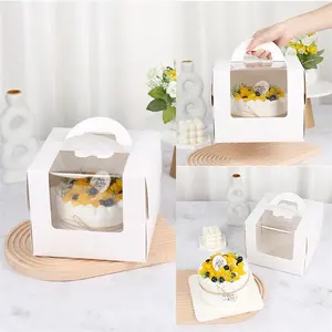 Sim parti kore kolu kağıt düğün Cheesecake pencere 3 4 6 8 inç Mousse kutuları beyaz kutu kek