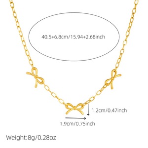 Gold Plated Stainless Steel Bowknot Chain Necklace Fashion Minimalist Punk Retro Accessory Jewelry For Women N3209 - Product Image 4