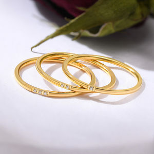 MICCI-anillo de acero inoxidable minimalista para mujer, joyería personalizada, banda fina de 1mm, chapado en oro de 18K - Product Image 6