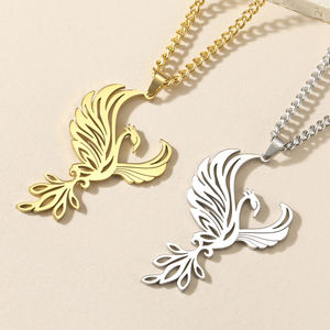Myshape Animaux Mythologiques Collier Phénix Puissant Totem <span class=keywords><strong>Celtique</strong></span> Croissant de Lune Protection Amulette Bijoux en Acier Inoxydable - Product Image 4
