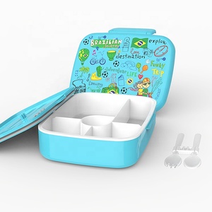 Phổ Biến Trẻ Em Kín 5-Khoang Bento Hộp Ăn Trưa Lò Vi Sóng An Toàn Dao Kéo Với Dễ Thương Phim Hoạt Hình In Cấp Thực Phẩm - Product Image 4