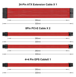 Cables de Alta Calidad, Kit de Extensión de Cables para Fuente de Alimentación, Cable de Alimentación para CPU de 30 cm ATX 24 pines, CPU 4+4p, PCI-E 6+2p, Cables con Funda - Product Image 2