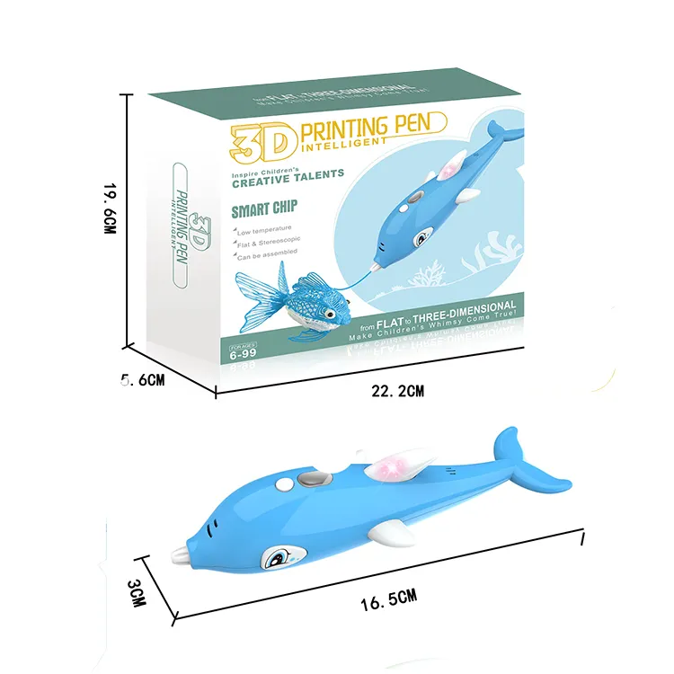 Low Temp Smart Chip Child 3D Pen Dolphin DIY Printer Drawing 3D Printing Pen For Kids
