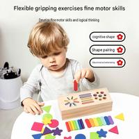 Juguete Educativo Montessori de Madera 3 en 1, Bandeja de Bloques Geométricos para Clasificar Formas y Colores, para Niños