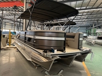 Bateau ponton catamaran en aluminium soudé de 5,8 m (19 pieds) pour la famille, les fêtes aquatiques, les lacs et les rivières, à vendre