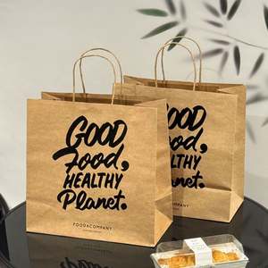 Bolsa de Papel Kraft Ecológica Personalizada Marrón y Blanca con Asa para Comida para Llevar, Ideal para Pizza, con Impresión Digital - Product Image 2