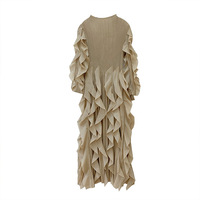 Robe plissée décontractée pour femme Miyake Factory Outlet, design asymétrique, coupe ample grande taille avec ceinture naturelle, approvisionnement ODM