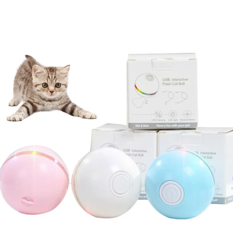 Cat toy USB rechargeable funny cat ball Intelligent Luminous electric rollable ball for cat kitty