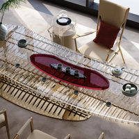 Italienischer Acryl-Teetisch, Geformter Edelstahl-Villa-Club-Tisch, Designer-Stil Moderner Transparenter Esstisch