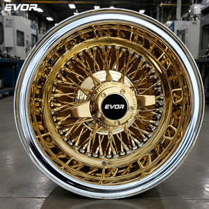 גלגלי EVOR 13x7 בצבע זהב עם חישוקי תיל בגודל 13 אינץ' וצמיגים עם דופן לבנה - Product Image 1