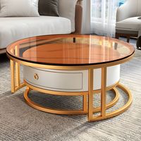 Table basse en dalle de roche, salon, simple, moderne, petite taille, luxe léger, nouvelle table à thé ronde en verre