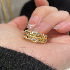 Bảy. Một 14k vàng trang sức bán buôn tốt sang trọng vàng vàng mạ 925 bạc xoắn dây <span class=keywords><strong>Cubic</strong></span> <span class=keywords><strong>Zirconia</strong></span> kim cương Nhẫn cưới - Product Image 4